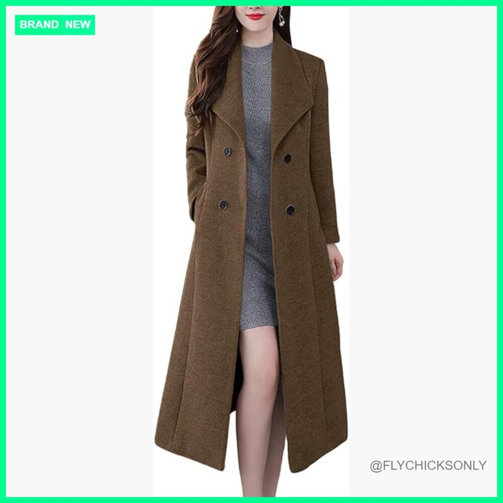 Wool Blend Shawl Collar Slim Trench Coat with Belt